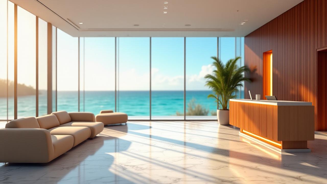 Modern professional office overlooking the Cayman Islands coast